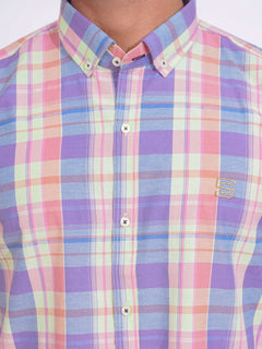 Multi Color Check Button Down Casual Shirt (CSC-183)