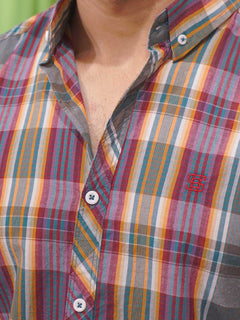 Red & Green Check Button Down Casual Shirt (CSC-187)