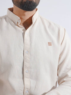 Light Brown Micro Check Button Down Casual Shirt (CSC-196)