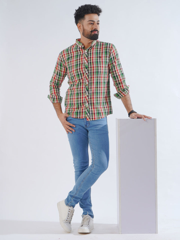 Multi Color Check Button Down Casual Shirt (CSC-201)