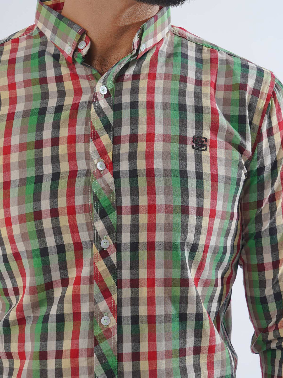 Multi Color Check Button Down Casual Shirt (CSC-201)