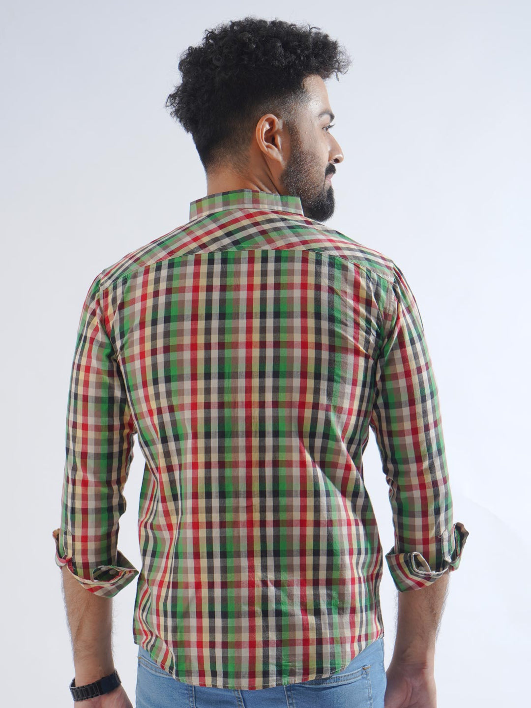 Multi Color Check Button Down Casual Shirt (CSC-201)