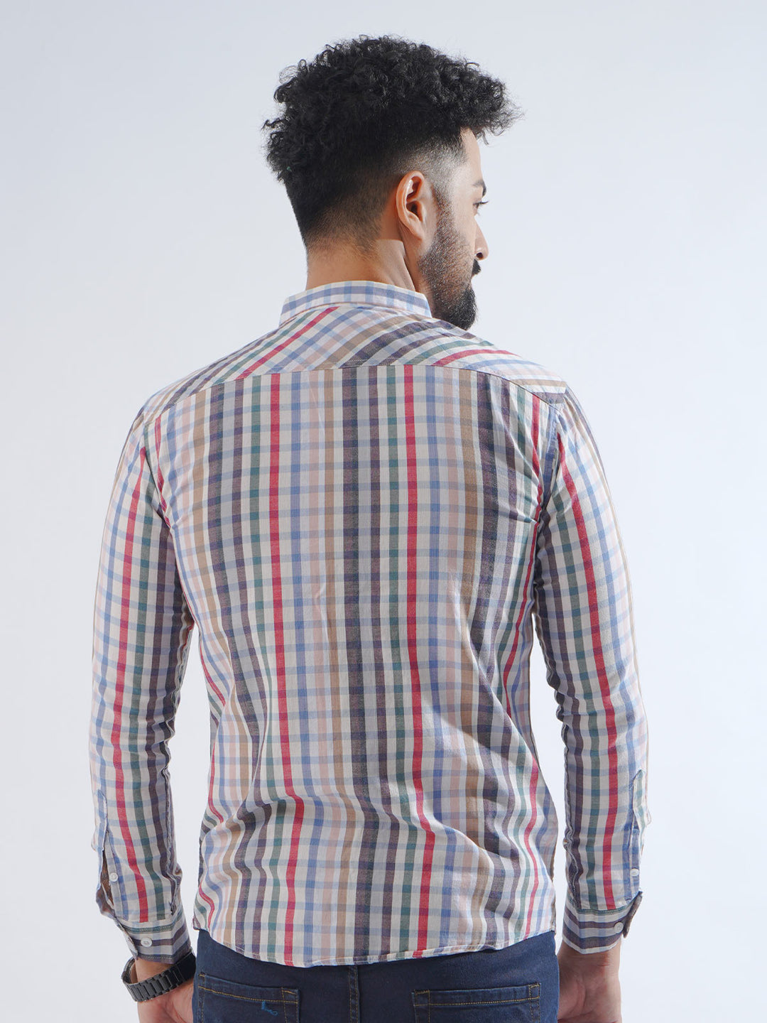 Multi Color Check Button Down Casual Shirt (CSC-204)