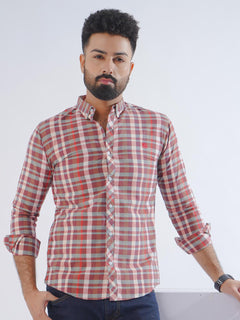 Red Check Button Down Casual Shirt (CSC-209)