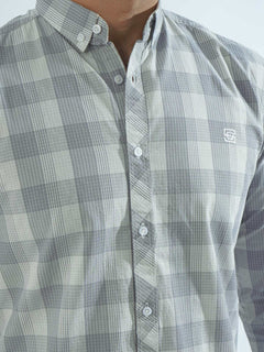 Grey Check Button Down Casual Shirt (CSC-210)