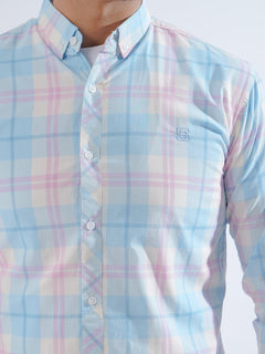 Multi Color Check Button Down Casual Shirt (CSC-228)
