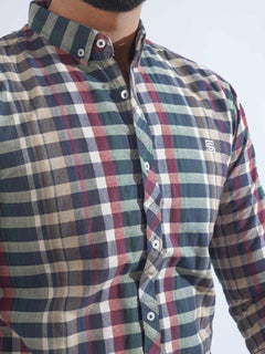 Multi Color Check Button Down Casual Shirt (CSC-232)