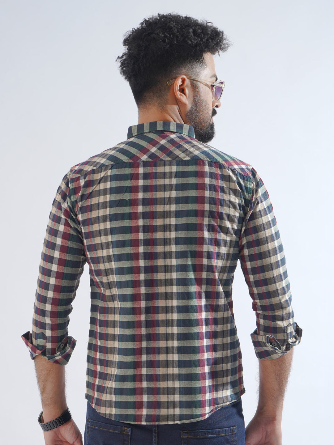 Multi Color Check Button Down Casual Shirt (CSC-232)