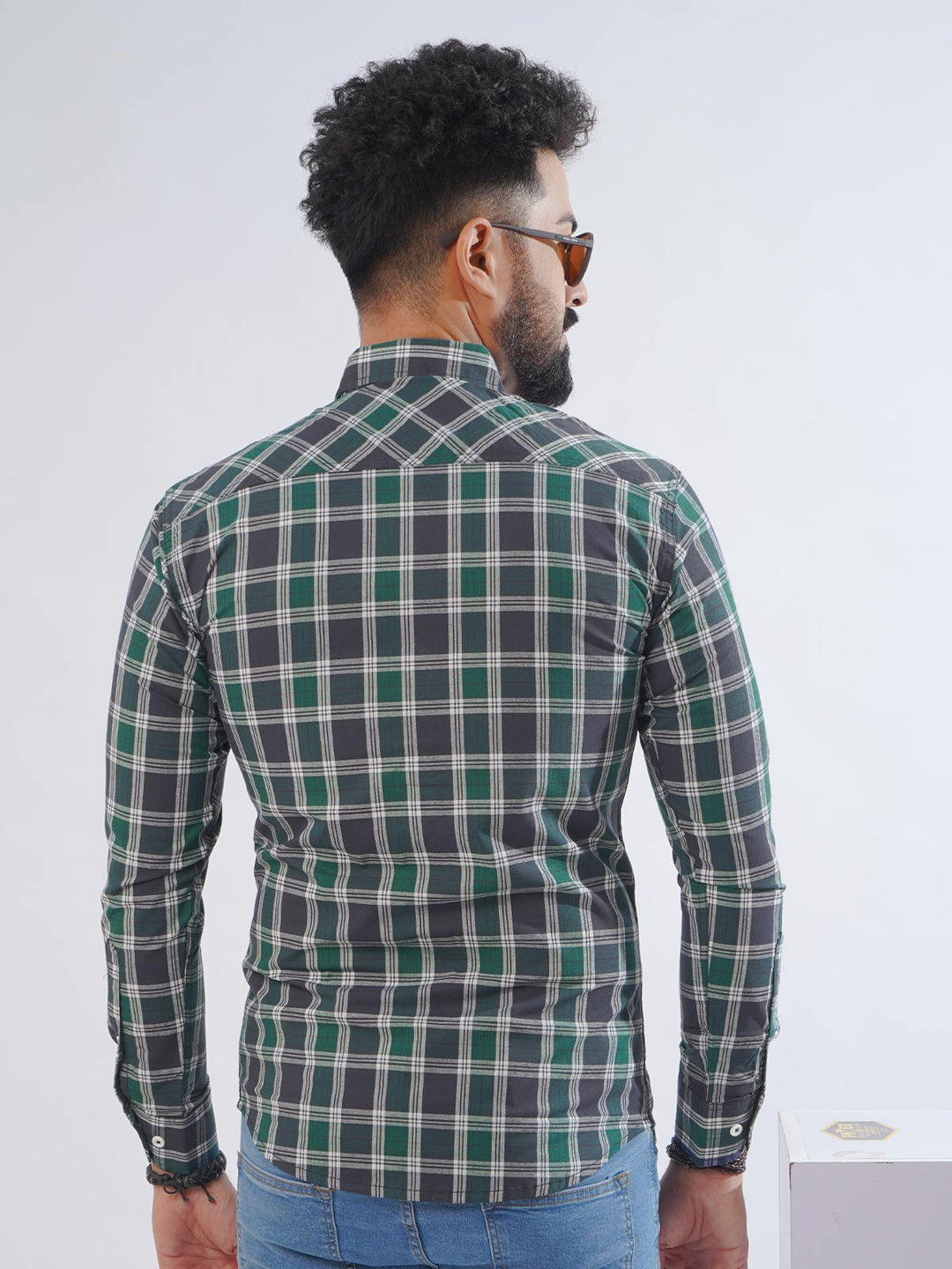 Blue & Green Check Button Down Casual Shirt (CSC-239)