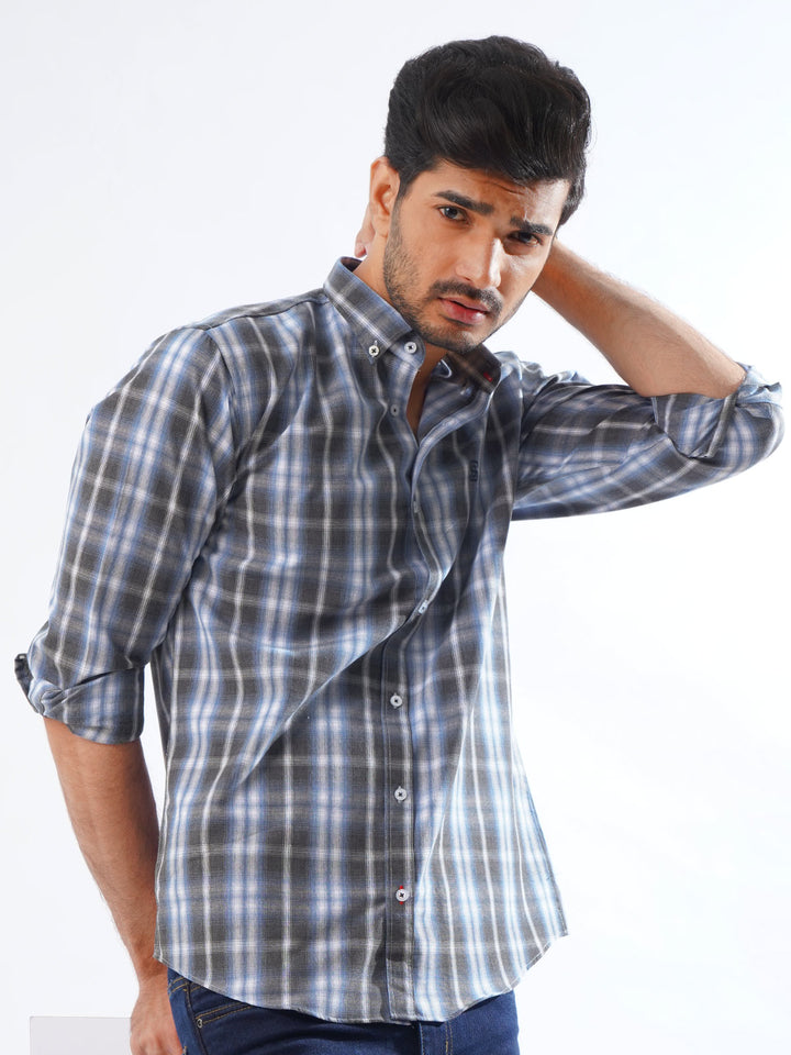 Multi Color Check Button Down Casual Shirt (CSC-242)