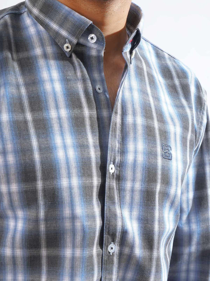 Multi Color Check Button Down Casual Shirt (CSC-242)