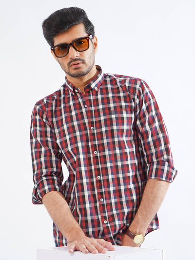 Red & Black Check Button Down Casual Shirt (CSC-243)