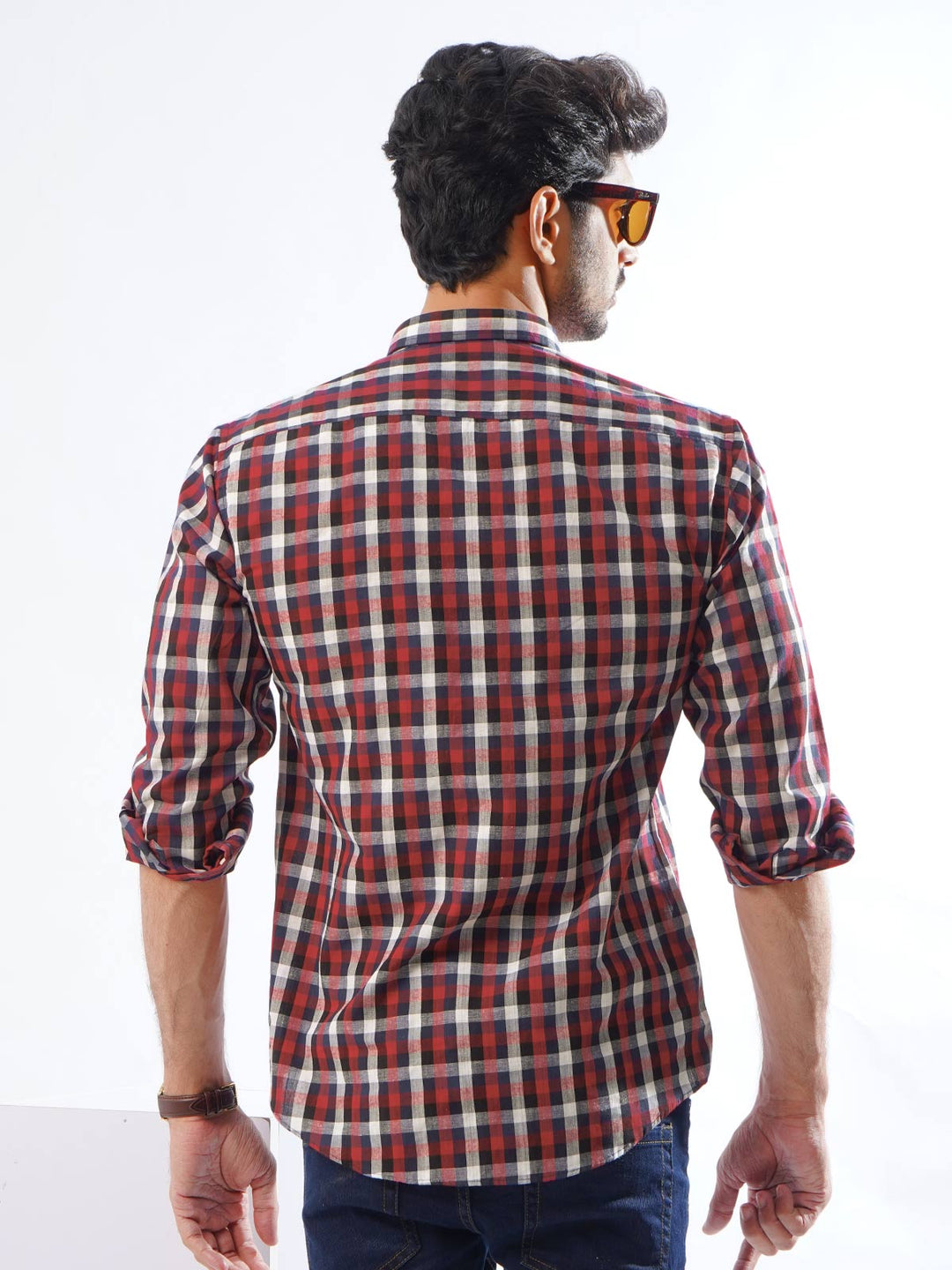 Red & Black Check Button Down Casual Shirt (CSC-243)