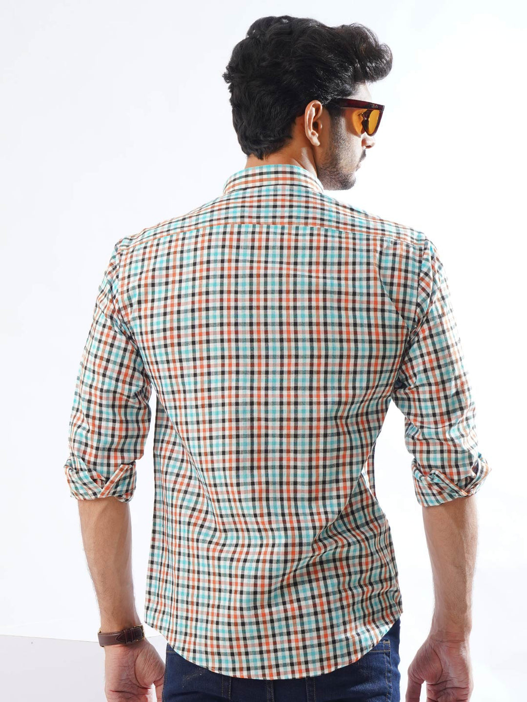 Multi Color Check Button Down Casual Shirt (CSC-244)