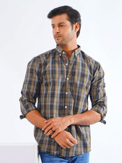 Black & Brown Check Button Down Casual Shirt (CSC-245)