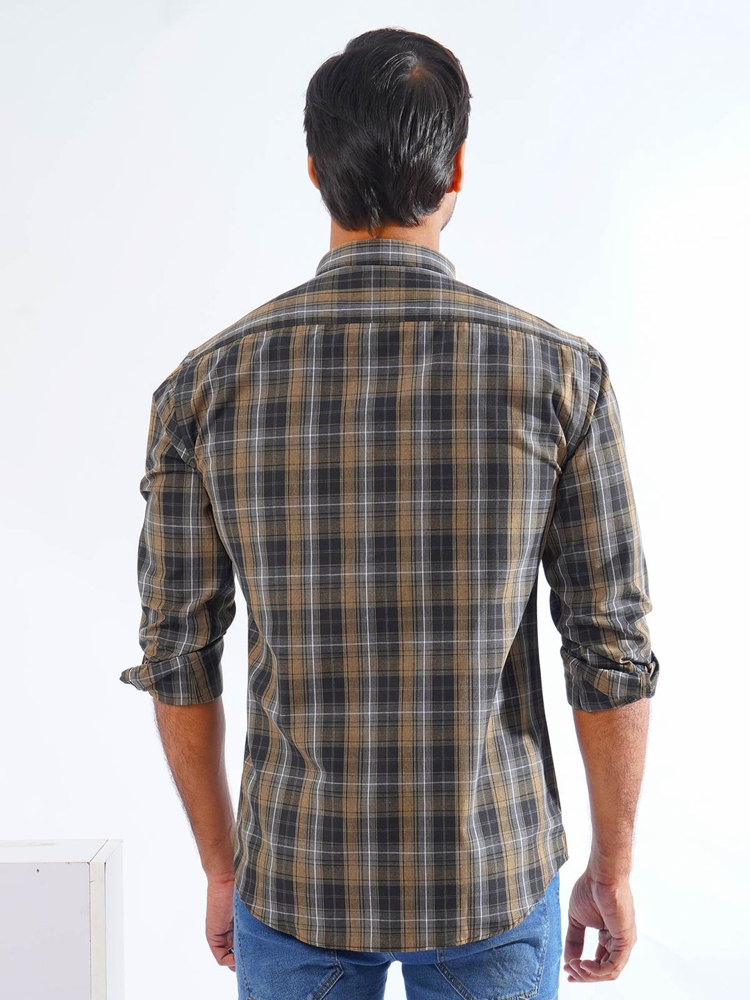 Black & Brown Check Button Down Casual Shirt (CSC-245)