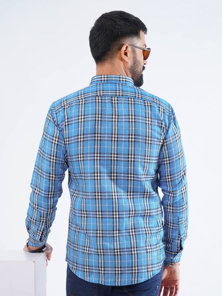 Blue & Black Check Button Down Casual Shirt (CSC-250)