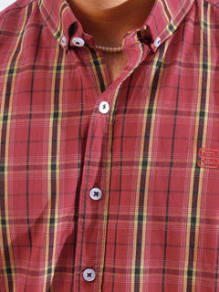 Red & Yellow Check Button Down Casual Shirt (CSC-253)