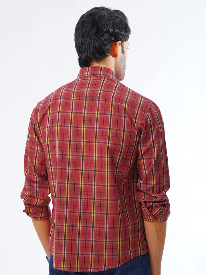 Red & Yellow Check Button Down Casual Shirt (CSC-253)