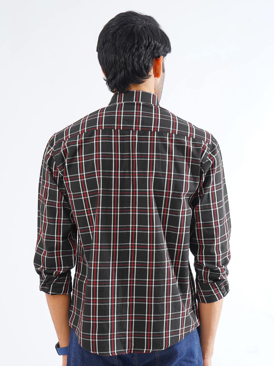 Black & Red Check Button Down Casual Shirt (CSC-255)