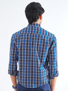 Blue & Navy Check Button Down Casual Shirt (CSC-259)