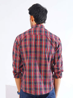 Navy & Red Check Button Down Casual Shirt (CSC-260)