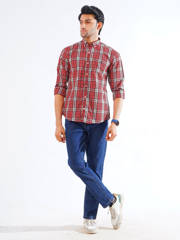 Red & Black Check Button Down Casual Shirt (CSC-264)