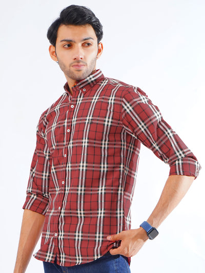 Red & Black Check Button Down Casual Shirt (CSC-264)