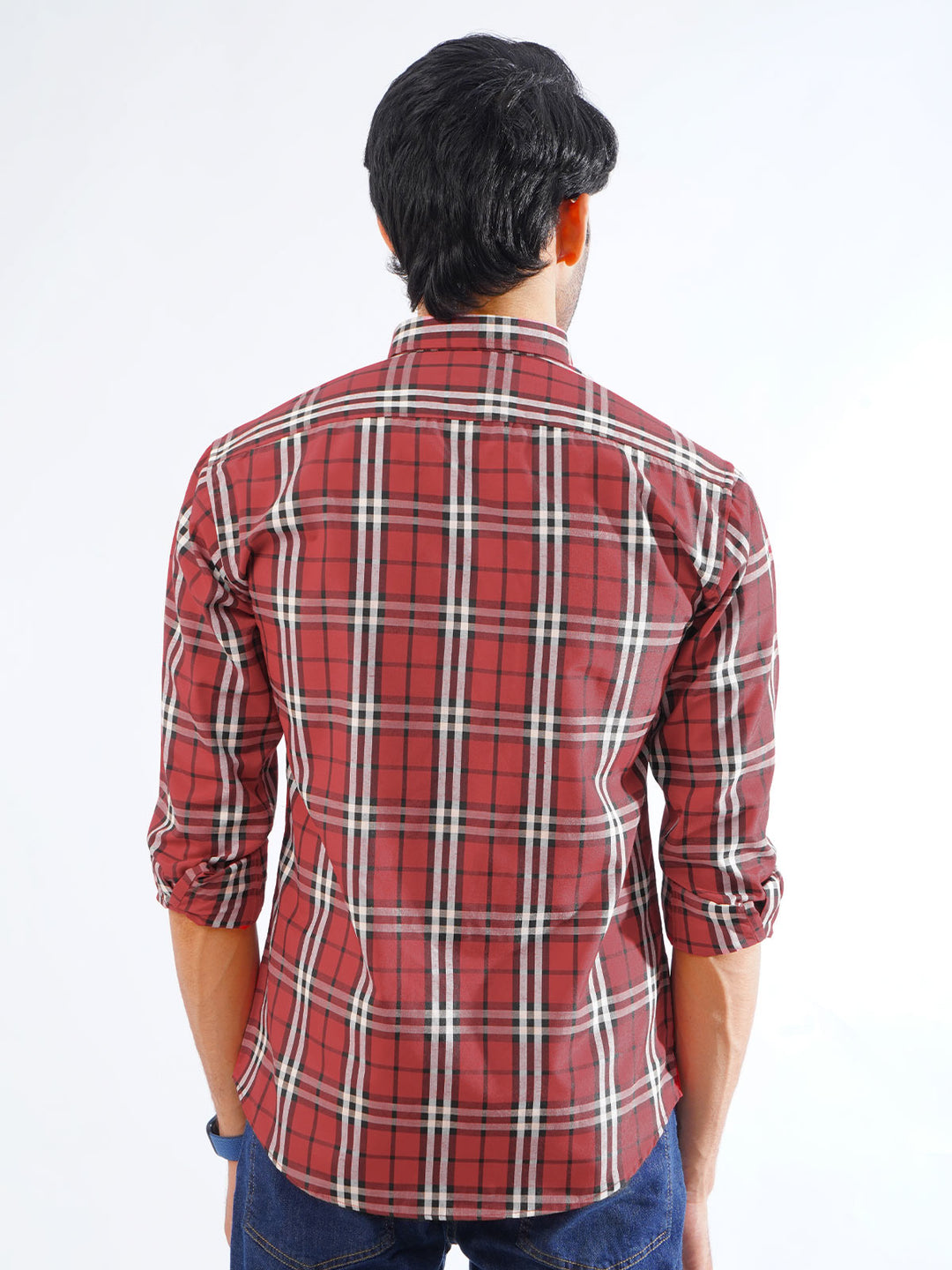 Red & Black Check Button Down Casual Shirt (CSC-264)