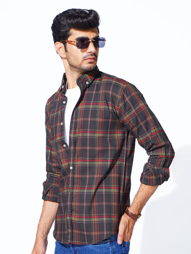 Multi Color Check Button Down Casual Shirt (CSC-267)