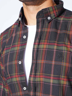 Multi Color Check Button Down Casual Shirt (CSC-267)