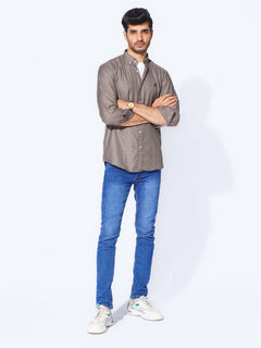 Brown Check Button Down Casual Shirt (CSC-268)