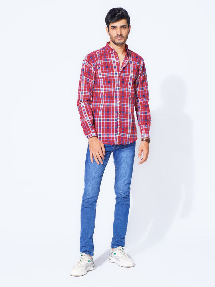 Multi Color Check Button Down Casual Shirt (CSC-269)