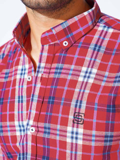 Multi Color Check Button Down Casual Shirt (CSC-269)