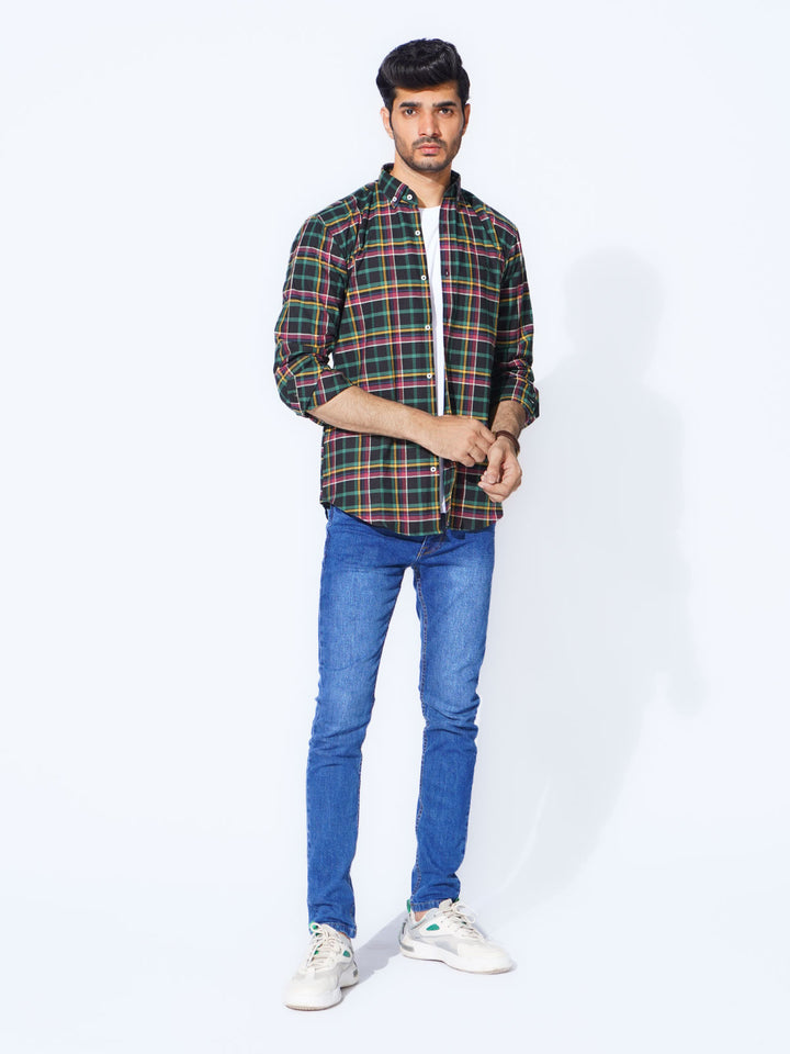 Multi Color Check Button Down Casual Shirt (CSC-270)