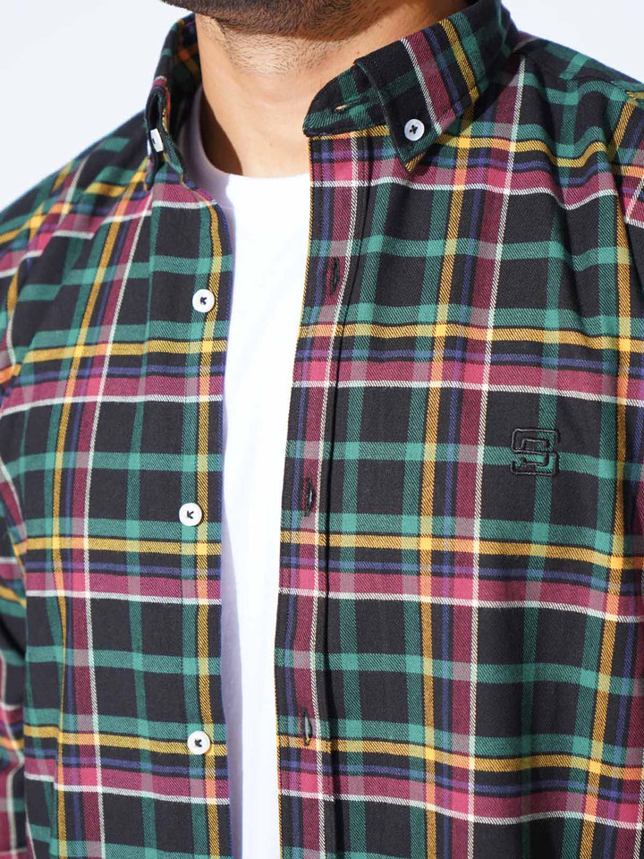 Multi Color Check Button Down Casual Shirt (CSC-270)