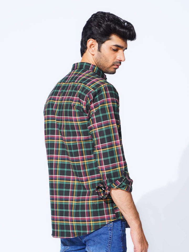 Multi Color Check Button Down Casual Shirt (CSC-270)