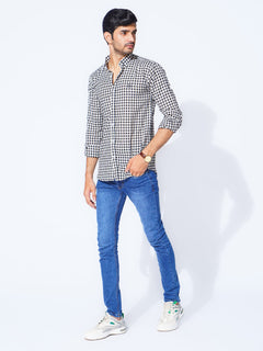 Black Check Button Down Casual Shirt (CSC-272)