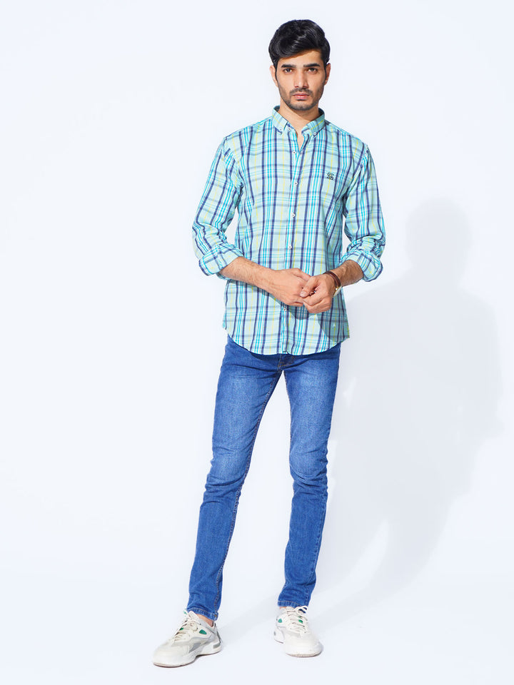 Multi Color Check Button Down Casual Shirt (CSC-273)