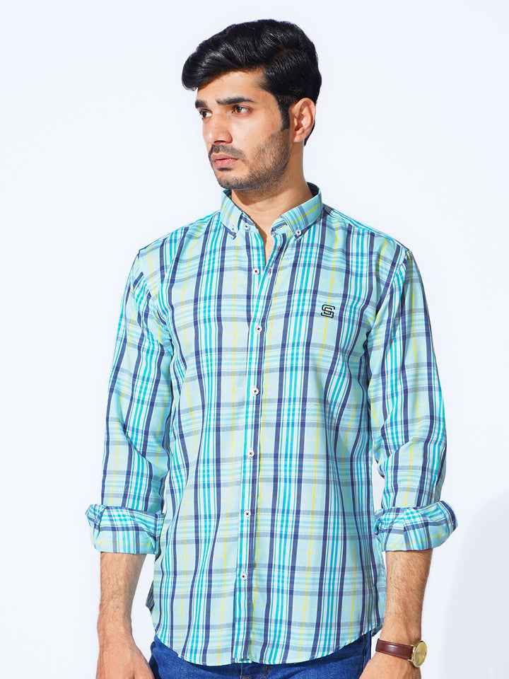 Multi Color Check Button Down Casual Shirt (CSC-273)