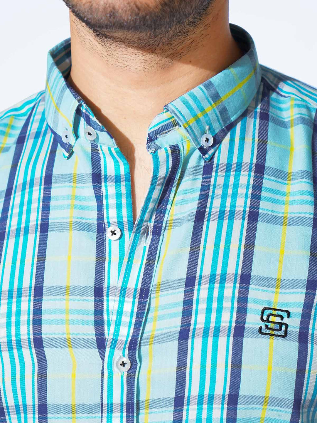 Multi Color Check Button Down Casual Shirt (CSC-273)