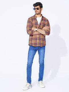 Multi Color Check Button Down Casual Shirt (CSC-274)