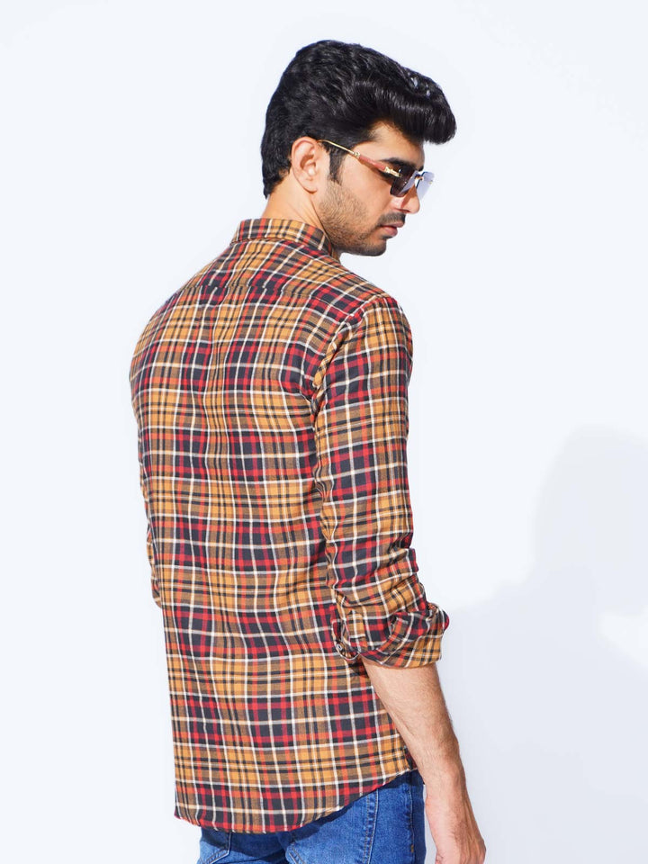 Multi Color Check Button Down Casual Shirt (CSC-274)