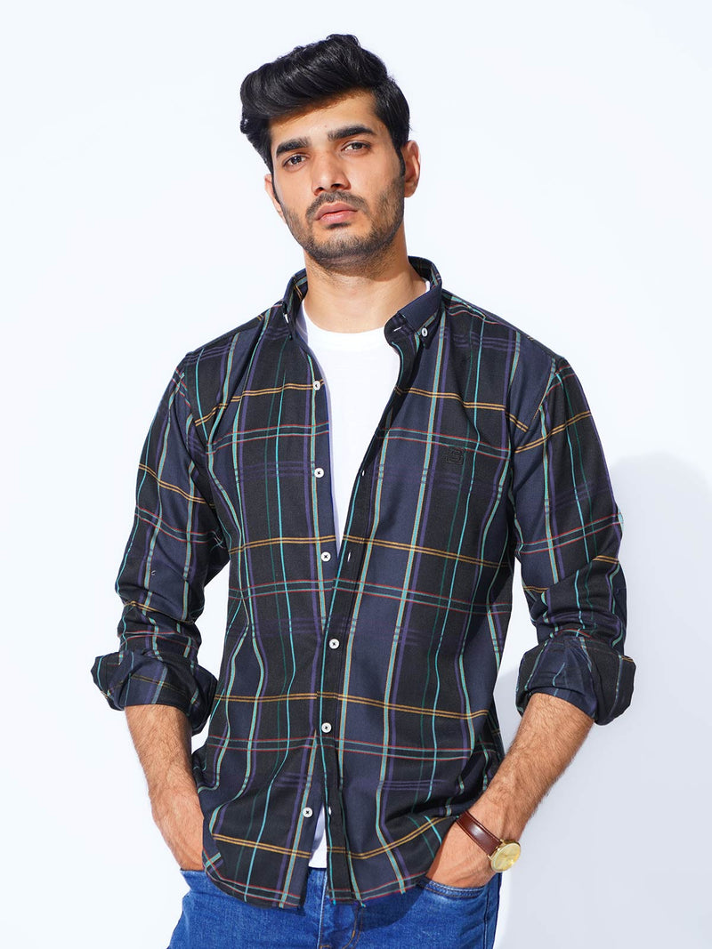 Multi Color Check Button Down Casual Shirt (CSC-275)