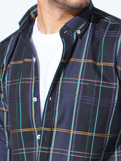 Multi Color Check Button Down Casual Shirt (CSC-275)