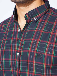 Multi Check Button Down Casual Shirt (CSC-276)