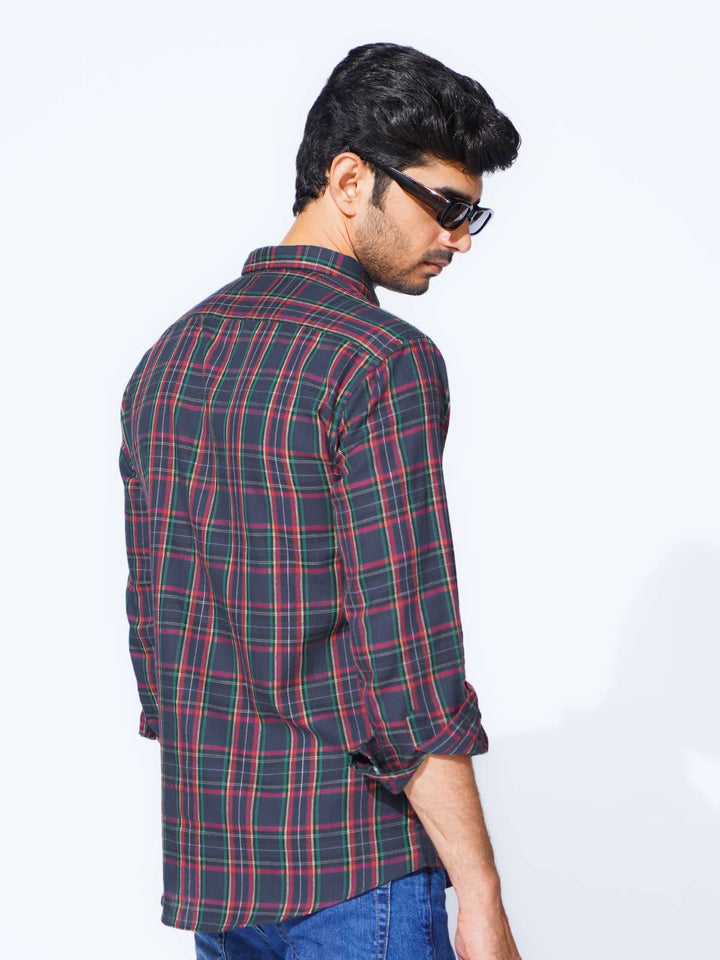 Multi Check Button Down Casual Shirt (CSC-276)