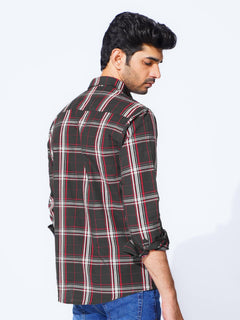 Red Check Button Down Casual Shirt (CSC-281)