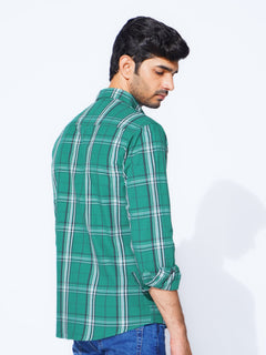 Green Check Button Down Casual Shirt (CSC-282)