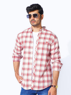 Dark Pink Check Button Down Casual Shirt (CSC-284)